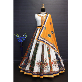 YNF Muslin Cotton Lehenga Set with Real Mirror Work - Complete Ensemble