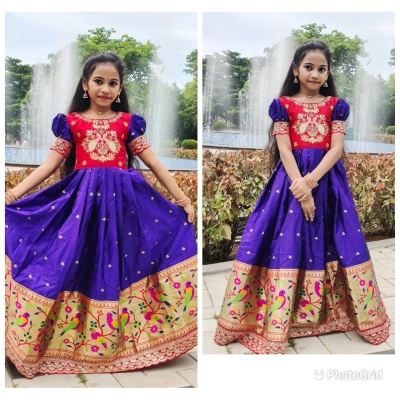 Silk Zari Embroidered Gown: Full Stitched with Flair, 0.1-15yrs