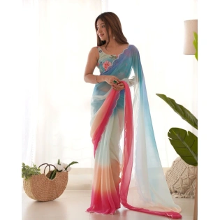 Georgette Saree Collection: Elegant, Sequin-embellished with Designer Blouse