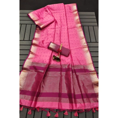 Semi Tussar Silk Saree: Stunning Bandhani Style with Traditional Temple Border