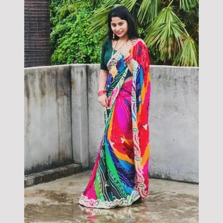 Stunning Moss Chiffon Saree with Jaipuri Work - Must-Have Wardrobe Addition