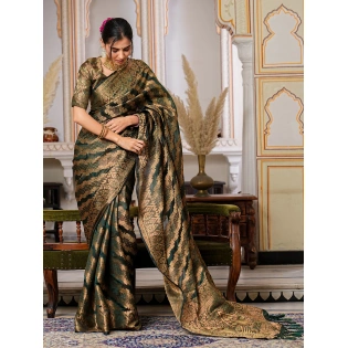 Regal Charm Pure Organza Saree with Enchanting Tassels