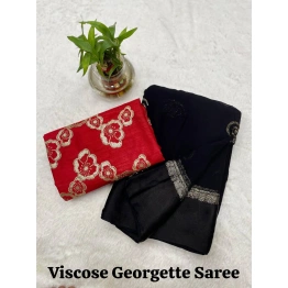 Sequined Viscose Georgette Saree with Contrast Blouse