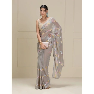 Embroidered Georgette Saree with Banglory Silk Blouse