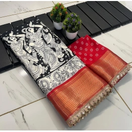 Trendy Lace Patti Dola Silk Saree with Stunning Lace Work