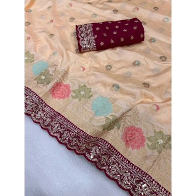 Silk Saree with Embroidery and Zari Weaving - Lightweight Elegance