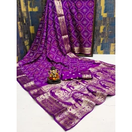 Handpicked Bandhej Print Silk Saree with Weaving Border - Lightweight & Vibrant!