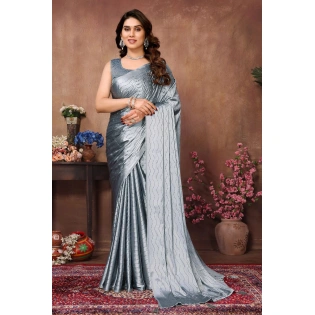 Mukesh Stone Work Silk Saree with Brocade Blouse