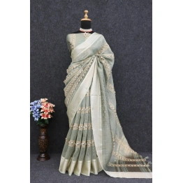 Golden-Zari Pure Tussar Silk Saree with Matching Blouse