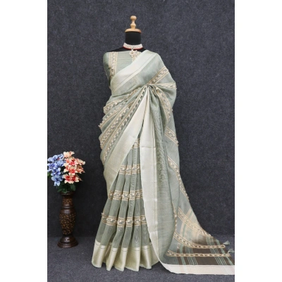 Golden-Zari Pure Tussar Silk Saree with Matching Blouse