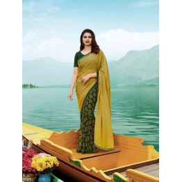 5.50 Meter Heavy Georgette Silk Half & Half Saree with 0.80 Meter Blouse Piece