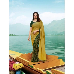 5.50 Meter Heavy Georgette Silk Half & Half Saree with 0.80 Meter Blouse Piece