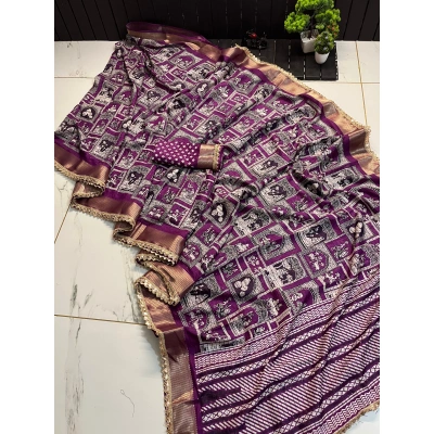 Tushar Silk Saree: Trending Lehriya Design with Lace Border - 1 Color