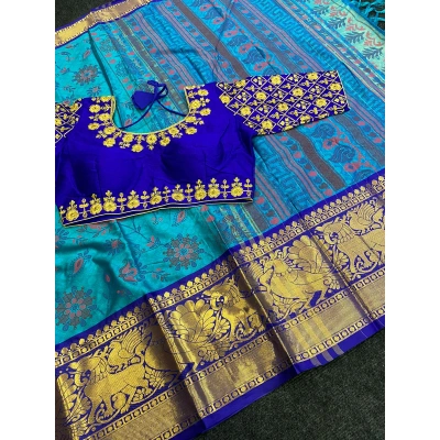 Heavy Cotton Silk Saree with Ready-made Maggam Blouse