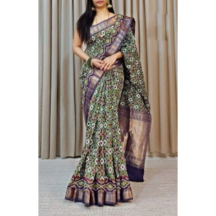 Latest Exclusive Double Weaving Silk Sarees with Waterart Flower Print