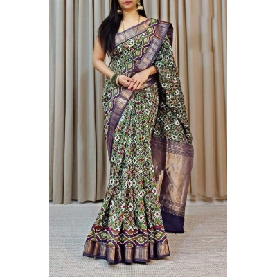 Latest Exclusive Double Weaving Silk Sarees with Waterart Flower Print