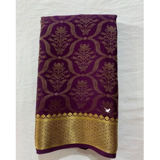 Stunning Pure Mysore Silk Saree with Intricate Cross Checks