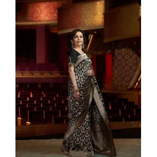 Limited Edition Black Banarasi Silk Saree with Meenakari Design