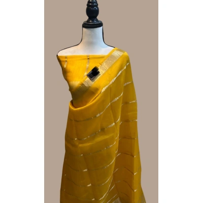 Silk Organza Saree: Zari Weaves and Tassels included