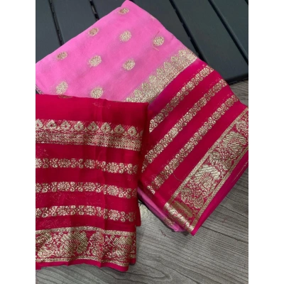 YNF Contrasting Georgette Saree with Weaving Blouse