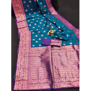 BANARASI SILK SAREE: Soft Silk, Jequard Border, Rose Gold Jari, Trendy