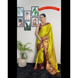 Copper Silk Saree Set with Contrast Blouse and Pallu