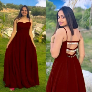 Stunning Heavy Georgette Gown with Fancy Back Pattern