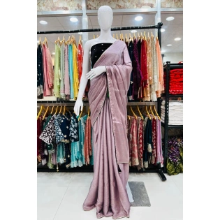 Royal Satin Saree with Pure Velvet Blouse - Luxurious Elegance!