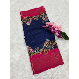 Lightweight Zari Checked Saree with Kalamkari Design