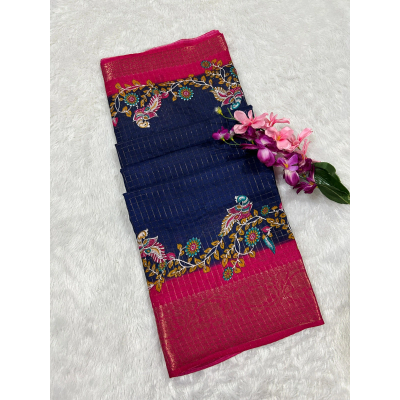 YNF Lightweight Zari Checked Saree with Kalamkari Design