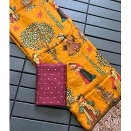 Pure Dola Silk Saree with Pichwai Kalamkari Design