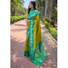 YNF Soft Silk Saree with Rich Zari Work and Unique Contrast Border