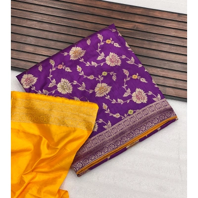 Pure Dola Silk Saree with Meenakari and Zari Weaving