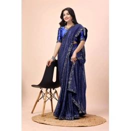 Premium Sequin Embroidered Saree with Silk Blouse - Exquisite and Glamorous!