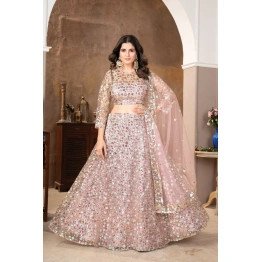 Premium Net Lehenga Set: Sequin Embellished, Flair, XXL Size