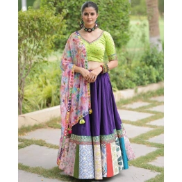 Mirror Work Lehenga Set with Digital Print