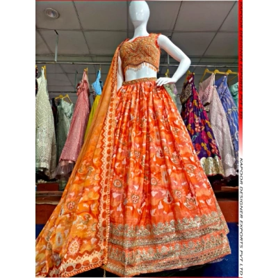 Chinon Designer Lehenga with Exquisite Hand Work - Perfect Blend of Elegance and Craftsmanship