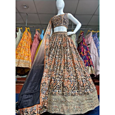 Chinon Designer Lehenga with Exquisite Hand Work - Perfect Blend of Elegance and Craftsmanship