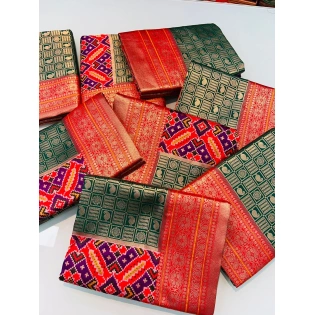 Soft Silk Jari Weaving Saree with Rich Pallu - 5.50m Saree, 0.80m Blouse