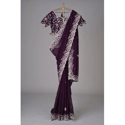 Sequined Georgette Saree with Embroidered Blouse