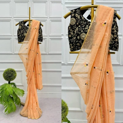 YNF Heavy Georgette Saree with Sequin Embroidery & Matching Blouse