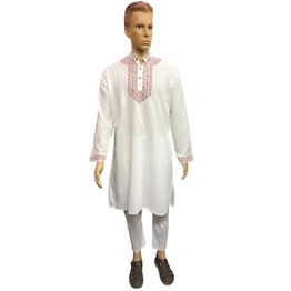 AUTHENTIC WHITE HAND-PAINTED ETHNIC KURTA