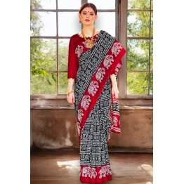 Azrak Digital printed Silk Saree with running Blouse Piece 1