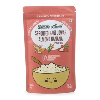 SPROUTED RAGI JOWAR ALMOND BANANA PORRIDGE