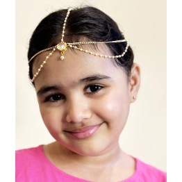 Lime By Manika Kundan, Pearl Headchain- Gold