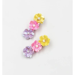 Lime By Manika Glam Floral Hair Clips- Pink, Mauve, Yellow