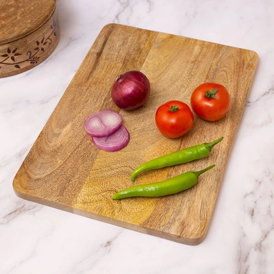 Mango Wood Chopping Board, 14 x 10 x 0.5 Inch, Brown