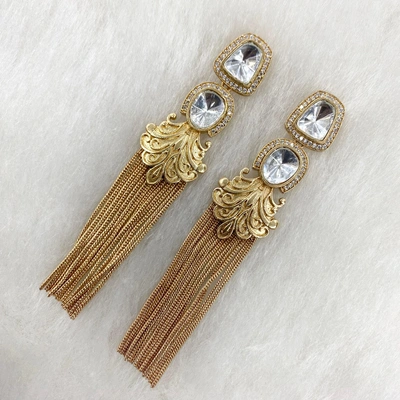 Gold Plated Moissanite Stone Earrings