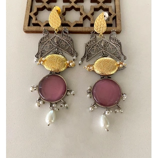 Dual Tone Long Earrings