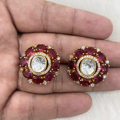 Gold Plated Doublet And American Diamond Stone Studded Long Earrings